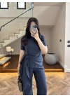 LACİVERT DİK YAKA TASARIM TAKIM-9154