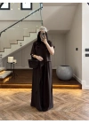 KAHVE ASİMETRİK BLUZLU TAKIM-9162