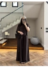 KAHVE ASİMETRİK BLUZLU TAKIM-9162