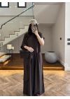KAHVE ASİMETRİK BLUZLU TAKIM-9162