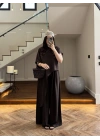 KAHVE ASİMETRİK BLUZLU TAKIM-9162