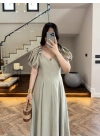 MİNT BALON KOL ELBİSE-2384