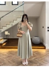 MİNT BALON KOL ELBİSE-2384