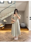 MİNT BALON KOL ELBİSE-2384