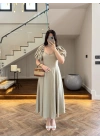 MİNT BALON KOL ELBİSE-2384
