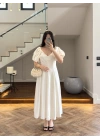 EKRU BALON KOL ELBİSE-2384