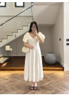 EKRU BALON KOL ELBİSE-2384
