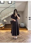 KAHVE BALON KOL ELBİSE-2384