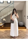 PUANTİYE FULARLI BEYAZ TAKIM-9163