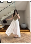BEYAZ ASİMETRİK ETEK -3406
