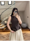 FİYONKLU BLUZ KAHVE-5503
