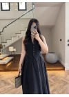 SİYAH CUT OUT YELEK-8004