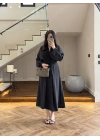 SİYAH KUŞAKLI ELBİSE-3412