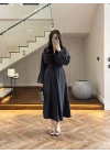 SİYAH KUŞAKLI ELBİSE-3412