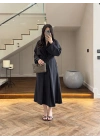 SİYAH KUŞAKLI ELBİSE-3412