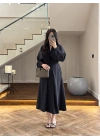 SİYAH KUŞAKLI ELBİSE-3412