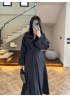 SİYAH KUŞAKLI ELBİSE-3412