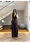 KAHVE YELEKLİ PİLELİ TAKIM -8391