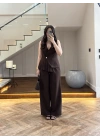 KAHVE YELEKLİ PİLELİ TAKIM -8391