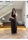KAHVE YELEKLİ PİLELİ TAKIM -8391