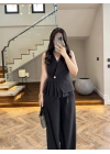 SİYAH YELEKLİ PİLELİ TAKIM -8391