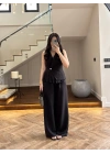 SİYAH YELEKLİ PİLELİ TAKIM -8391