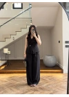 SİYAH YELEKLİ PİLELİ TAKIM -8391