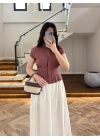 KİREMİT KISA KOL BLUZ -5500