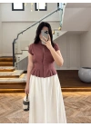KİREMİT KISA KOL BLUZ -5500