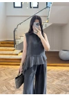 SİYAH GARNİLİ BLUZ PANTOLON TAKIM-51391