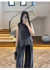 SİYAH GARNİLİ BLUZ PANTOLON TAKIM-51391
