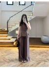 KAHVE GARNİLİ BLUZ PANTOLON TAKIM-51391