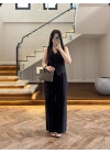 SİYAH KETEN YELEK TAKIM -9144