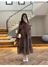 KAHVE ŞALLI BÜZGÜLÜ ELBİSE-3404