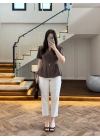 KAHVE VATKALI DÜĞME DETAY GÖMLEK-5506