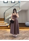 KAHVE TOKA KEMERLİ ELBİSE -3418