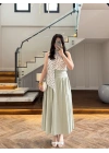 EKRU PUANTİYELİ HALTER YAKA BLUZ -5502