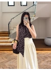 KAHVE PUANTİYELİ HALTER YAKA BLUZ -5502