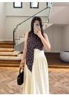 KAHVE PUANTİYELİ HALTER YAKA BLUZ -5502