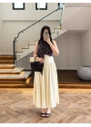 KAHVE PUANTİYELİ HALTER YAKA BLUZ -5502
