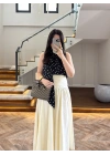 SİYAH PUANTİYELİ HALTER YAKA BLUZ -5502