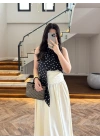 SİYAH PUANTİYELİ HALTER YAKA BLUZ -5502