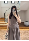KAHVE HAKİM YAKA ETEK TAKIM-9020