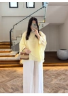 SARI UÇUŞAN PELERİN BLUZ-5026