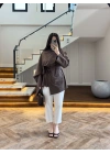 KAHVE FULAR DETAY TUNİK-5479