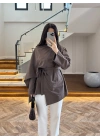 KAHVE FULAR DETAY TUNİK-5479