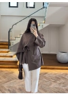KAHVE FULAR DETAY TUNİK-5479