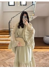 ADA ÇAYI ŞALLI BÜZGÜLÜ ELBİSE-3404