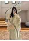 ADA ÇAYI ŞALLI BÜZGÜLÜ ELBİSE-3404