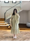 ADA ÇAYI ŞALLI BÜZGÜLÜ ELBİSE-3404